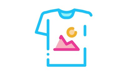 Poster - colorful print t-shirt Icon Animation. color colorful print t-shirt animated icon on white background