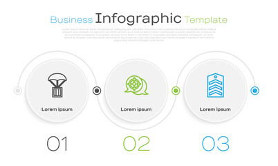 Canvas Print - Set line Airdrop box, Target sport and Chevron. Business infographic template. Vector.