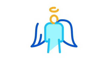 Sticker - holy angel with wings Icon Animation. color holy angel with wings animated icon on white background