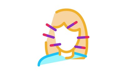 Sticker - female face acupuncture Icon Animation. color female face acupuncture animated icon on white background