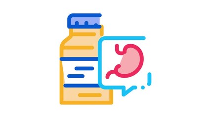 Sticker - medicine vial for stomach Icon Animation. color medicine vial for stomach animated icon on white background