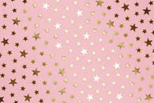 All Over Gold Star Confetti On Light Rose Background