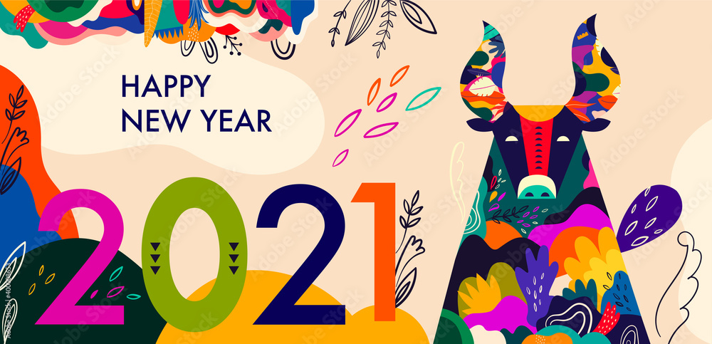 Happy New Year 2021 concept design - obrazy, fototapety, plakaty 