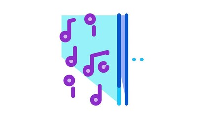 Sticker - one side of music other half silence Icon Animation. color one side of music other half silence animated icon on white background