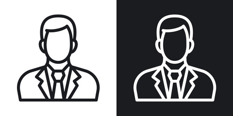 Wall Mural - businessman or business man icon. man in business suit with tie. simple two-tone vector illustration