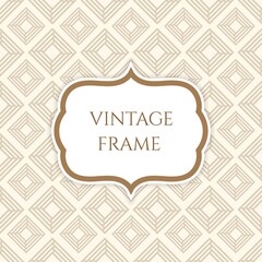 Wall Mural - Vintage frame template on geometric seamless pattern. - Vector.