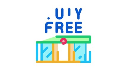 Sticker - entrance to duty free shop Icon Animation. color entrance to duty free shop animated icon on white background