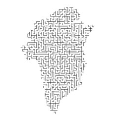  Greenland map from black pattern of the maze grid. Vector illustration.