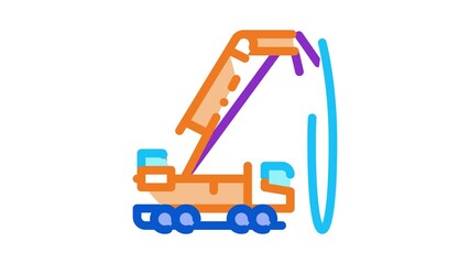 Canvas Print - truck mounted crane Icon Animation. color truck mounted crane animated icon on white background