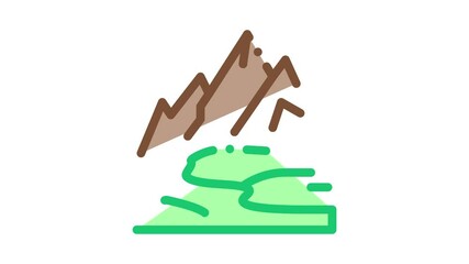 Wall Mural - high mountains terrain Icon Animation. color high mountains terrain animated icon on white background