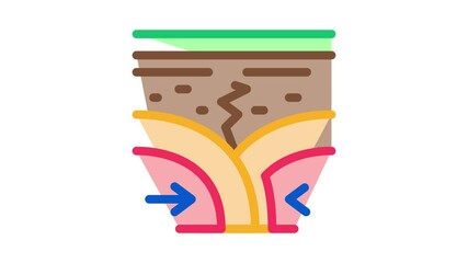 Poster - act earthquakes to soil icon  outline illustration