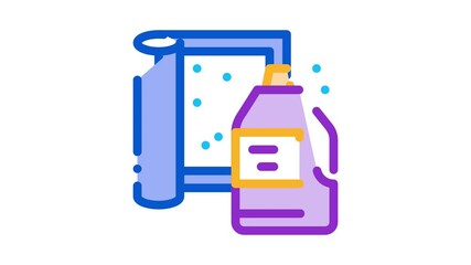 Canvas Print - cleaning agent and carpet Icon Animation. color cleaning agent and carpet animated icon on white background