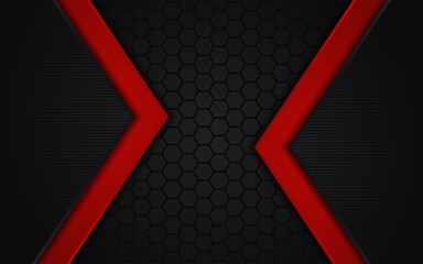 Abstract dark hexagon background with red line