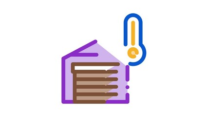 Sticker - temperature measurements in garage Icon Animation. color temperature measurements in garage animated icon on white background