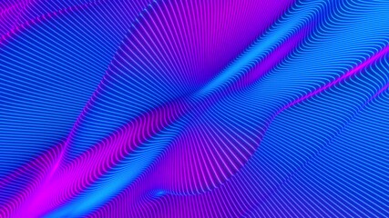 Wall Mural - Abstract colorful wavy background in bright neon blue and purple colors. Modern colorful wallpaper. Seamless loop animation. 3d rendering.