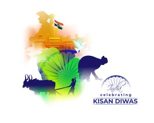 vector illustration for indian day kisan diwas means farmer days, india celebrating , concept banner