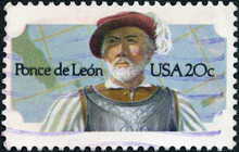 USA - 1982: Shows Portrait Of Juan Ponce De Leon (1527-1591), 1982
