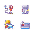 © IMG visuals icons - Car sharing and rental service RGB color icons set. Getting drivers license process. Truck sharing business creation. Isolated vector illustrations
