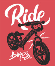 Balance Bike Print, T-shirt Graphics, Vector Illustration