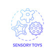 Sensory toys blue gradient concept icon. Montessori method. Baby with special needs. Early childhood development idea thin line illustration. Vector isolated outline RGB color drawing