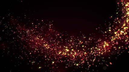 Wall Mural - golden glitter flight with sparkling light. shining christmas particles background