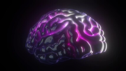 Wall Mural - Rotating Brain Model with Neural Network. High quality 4k footage