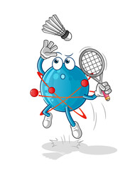 Wall Mural - atom smash at badminton cartoon. cartoon mascot vector