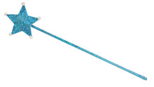 Blue Toy Magic Wand Casting Stick With Star On Top Isolated White Background
