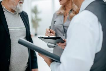 Canvas Print - close up . business people discussing the work plan.