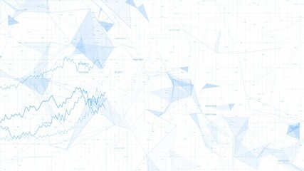 Wall Mural - Artistic financial business chart with diagrams, graph lines and stock numbers on white motion background. Isolated on white.