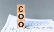 Letter Of The Alphabet Of COO On A Grey Background. COO - Chief Operating Officer