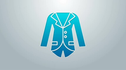 Sticker - Blue line Blazer or jacket icon isolated on grey background. 4K Video motion graphic animation