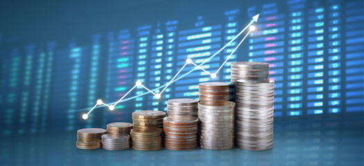 Stock market  trading graph candlestick chart suitable for financial investment concept, business chart and coins