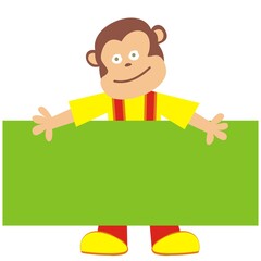 Wall Mural - cute monkey with green banner, creative vector illustration