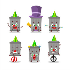 Sticker - Cartoon character of trash can with various circus shows