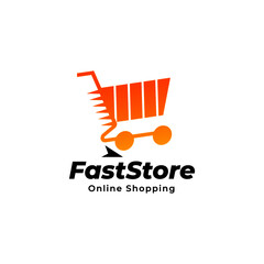 Wall Mural - Fast shopping concept logo design template. trolley icon design.