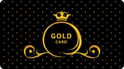 Luxury card. A Golden carriage with a crown on a black background. Discount card. Vector logotype isolated on white background.