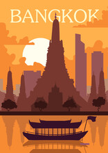 Bangkok City Retro Poster Travel Landscape