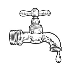 Wall Mural - dripping faucet sketch raster illustration