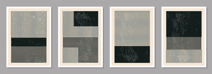 Wall Mural - Minimal 20s geometric design poster set, vector template with primitive shapes