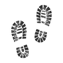 Shoe Marks Footprints Sketch Engraving Vector Illustration. T-shirt Apparel Print Design. Scratch Board Imitation. Black And White Hand Drawn Image.