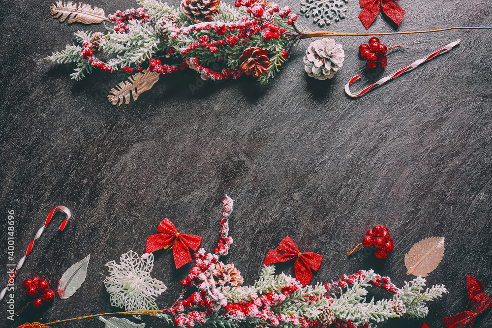 Beautiful Christmas composition on dark background