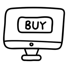 Sticker - Line design of online buying icon.