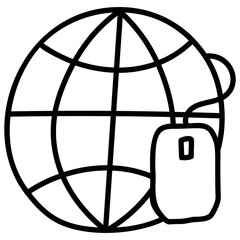 Sticker - Globe with mouse, online learning icon.