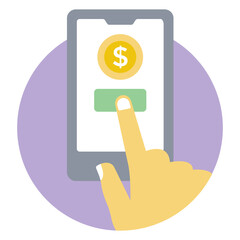 Poster - Online mobile transaction flat rounded vector 