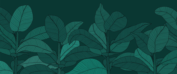Wall Mural - tropical leaves vector wallpaper. minimal leaf pattern design for prints wall arts and packaging des