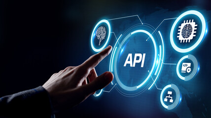 API - Application Programming Interface. Software development tool. Business, modern technology, internet and networking concept.