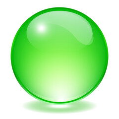 Wall Mural - Green glass orb, vector ball illustration