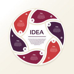 Wall Mural - Vector circle infographic. Template for diagram, graph, presentation and chart. Business concept with 6 options, parts, steps or processes. Abstract background