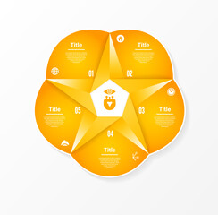 Wall Mural - Vector circle infographic. Template for diagram, graph, presentation and chart. Business concept with five options, parts, steps or processes. Abstract background